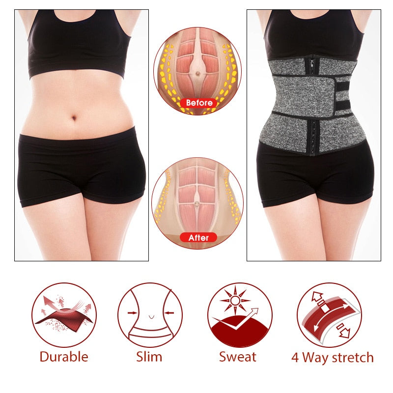 Neoprene Sauna Waist Trainer Corset Sweat Belt for Women Weight Loss Compression Trimmer Workout Fitness