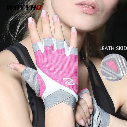 Gym Gloves Women Weight Lifting Cross-fit Workout Fitness Gloves Breathable Bodybuilding Half Finger Hand Protector