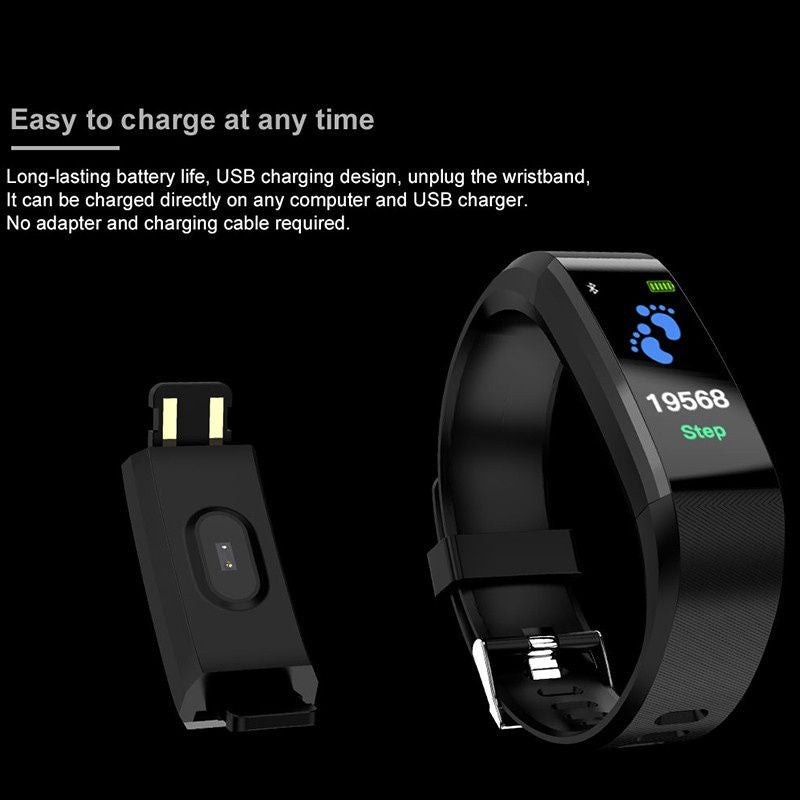 115 Plus Bluetooth Smart Watch Heart Rate Monitor Smart Watch Fitness Tracker Bracelet Waterproof Smart Wristband