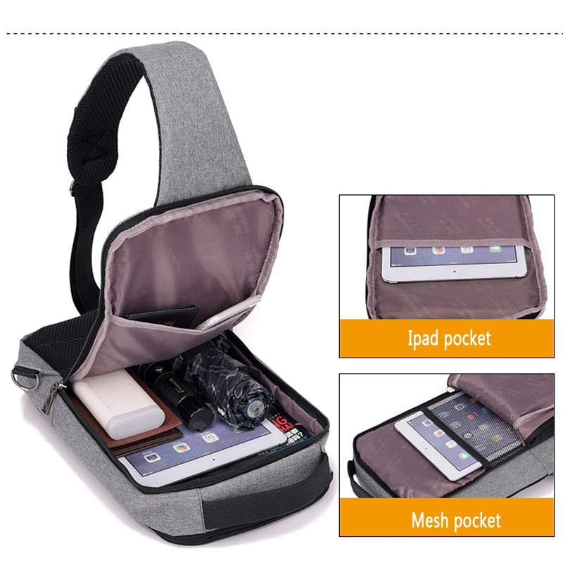 Anti-theft USB charging chest bag