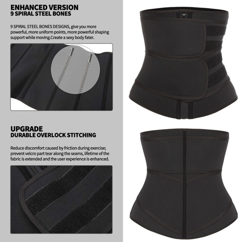 Neoprene Sauna Waist Trainer Corset Sweat Belt for Women Weight Loss Compression Trimmer Workout Fitness