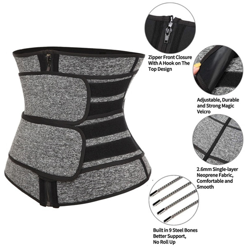 Neoprene Sauna Waist Trainer Corset Sweat Belt for Women Weight Loss Compression Trimmer Workout Fitness