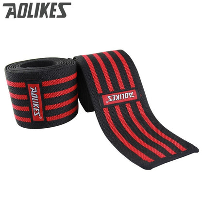 AOLIKES 1pcs 180*8cm Knee Wraps Men's Fitness Weight Lifting Sports Knee Bandages Squats Training Equipment Accessories for Gym