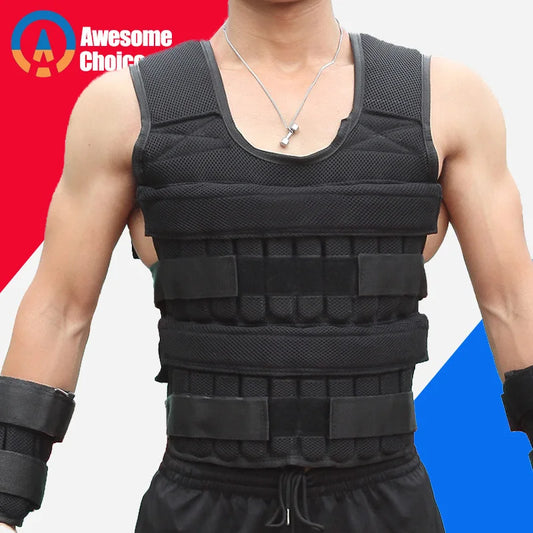 30KG Loading Weight Vest For Boxing Weight Training Workout Fitness Gym Equipment Adjustable Waistcoat Jacket Sand Clothing