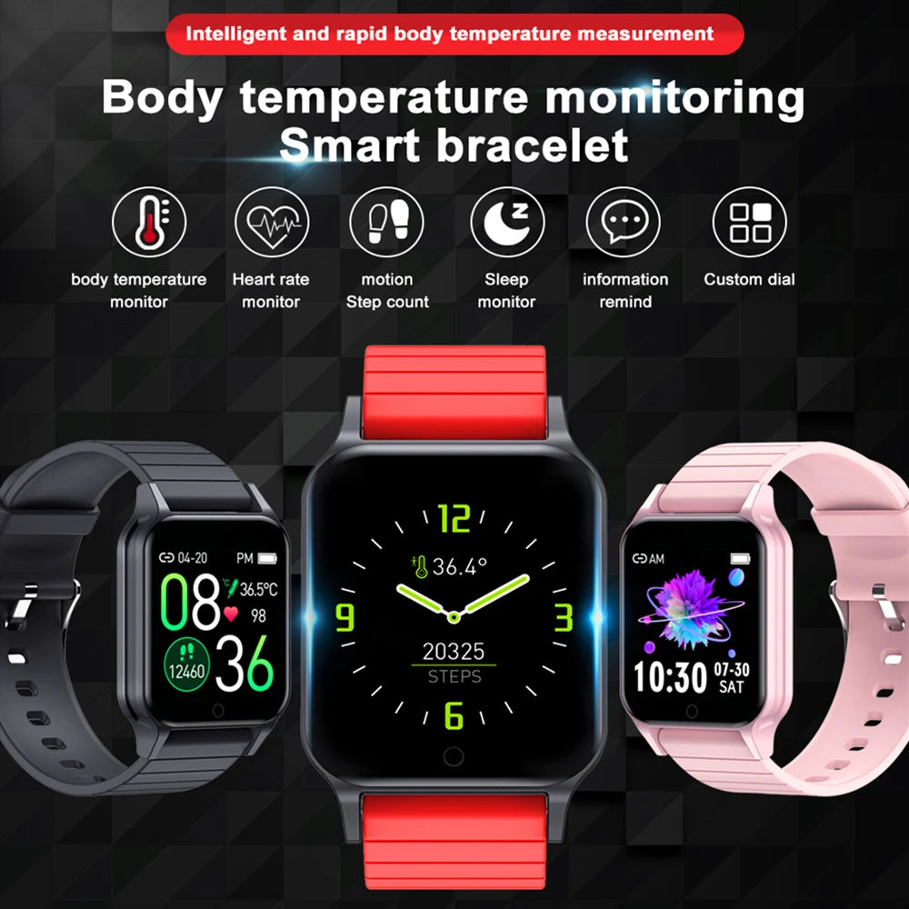 Body Temperature Smart Watch T96 Heart Rate Blood Pressure Fitness Tracker Bluetooth Smart Bracelet